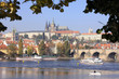View on the autumn Prague gothic Castle with the Charles Bridge