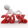 Humano 3d tumbado en 20 por ciento