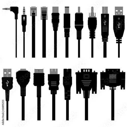 Vector: Cable Wire Computer Cable Wire Computer