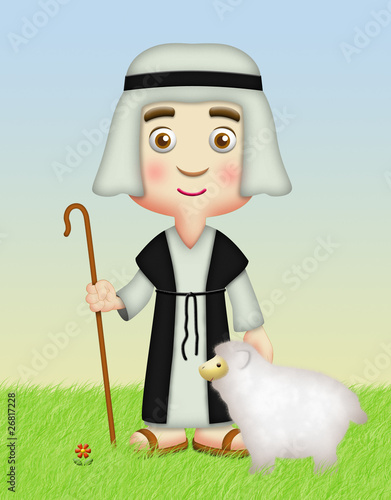 Illustration: Shepherd with Sheep Shepherd with Sheep