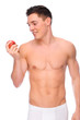 Young man with apple Young man with apple