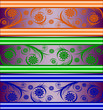 vector illustration of a set of striped floral banners
