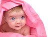Cute little Baby Staring Up on White Cute little Baby Staring Up on White