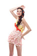 beautiful brunette women posing in floral dress beautiful brunette women posing in floral dress