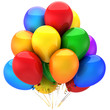 Happy party colorful balloons. Detailed 3D render (Hi-Res)