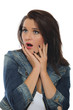 Expressions - Young attractive woman with open mouth is surprise