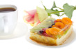 Photo: curd cake with fruits and rose curd cake with fruits and rose