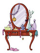 Toilet table with Mirror and many women's stuff
