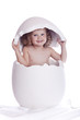baby in egg on white