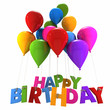 Photo: Happy birthday with multicolored balloons Happy birthday with multicolored balloons