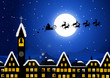 Santa Claus flying in the Christmas night