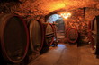 alter Weinkeller, Rotwein Barrique-Fässer, Eichenfässer