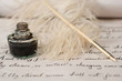 Handwriting,ink and quill pen