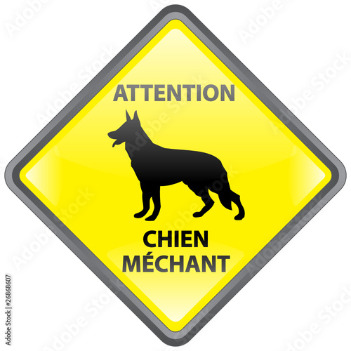 Vektor: Panneau ATTENTION CHIEN MECHANT (Berger Allemand Danger de garde Panneau ATTENTION CHIEN MECHANT (Berger Allemand Danger de garde