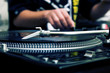 DJ playing music from vinyl record DJ playing music from vinyl record