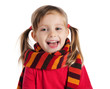 Foto: cute little girl in a striped scarf cute little girl in a striped scarf