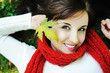 Close-up portrait of an beautiful autumn woman