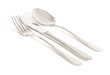 Fork, knife and spoon with white background.