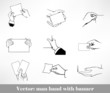 Set of vector banners held by man hand