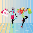 Happy fashion girls with shopping