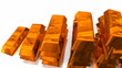 A growing graph of gold bullion bars.