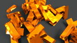 A pile of golden bullions falling down. A pile of golden bullions falling down.