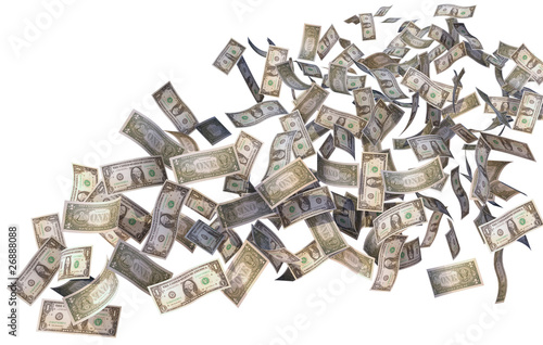 Illustration: flying dollars white background flying dollars white background