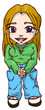 shy girl stand. clipping path included.