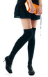 woman in skirt and stockings