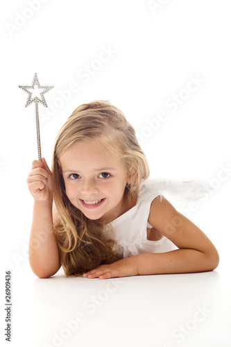 Photo: Little angel fairy with magic wand Little angel fairy with magic wand