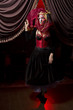cool Venetian mask makeup over vintage interior