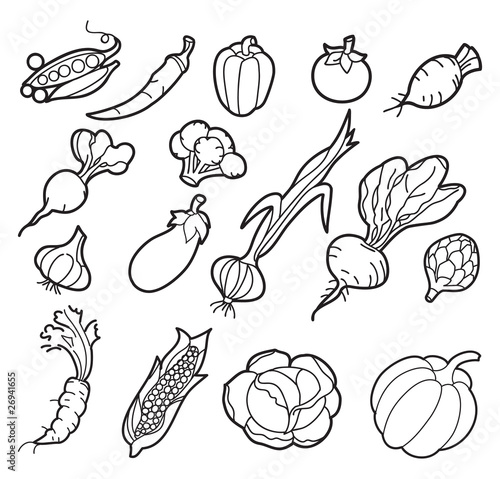Vector: Black and White Handdrawn Vegetables Black and White Handdrawn Vegetables