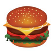 tasty hamburger with meat, tomato, cheese, salad, onion tasty hamburger with meat, tomato, cheese, salad, onion