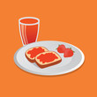 tasty breakfast - bread with marmelade on white plate