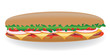 Big sandwich with lettuce, tomato, salami, cheese, ketchup Big sandwich with lettuce, tomato, salami, cheese, ketchup