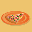 one slice of pizza on orange plate