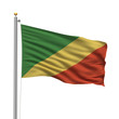 Flag of the Republic of the Congo waving in the wind over white