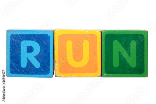 Photo: run in toy block letters run in toy block letters