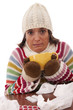 woman with flu symptoms drinking a hot drink woman with flu symptoms drinking a hot drink