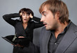 Foto: A boy and girl having an angry confrontation A boy and girl having an angry confrontation
