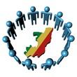 Circle of people around Republic of Congo map flag illustration Circle of people around Republic of Congo map flag illustration