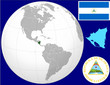 Nicaragua globe map locator world flag coat