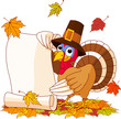 Thanksgiving turkey holding scroll