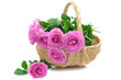 Pink Roses in a Wicker Basket