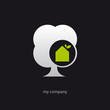 logo entreprise, maison bois, arbre