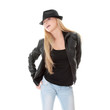Young female dancer in black hat Young female dancer in black hat