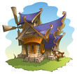 Fairy windmill with amazing architecture, vector illustration Fairy windmill with amazing architecture, vector illustration