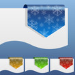 Blank winter discount labels bent around paper edge.
