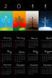2011 Calendar with seasons over black background
