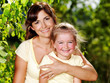 Portrait of  mother and daughter outdoors